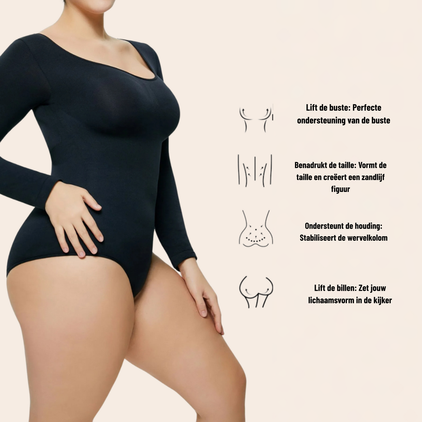 Sculptura™ | Corrigerende Bodysuit met Lange Mouwen
