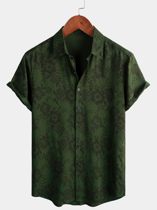 Heren Retro Zomerbloemen Overhemd