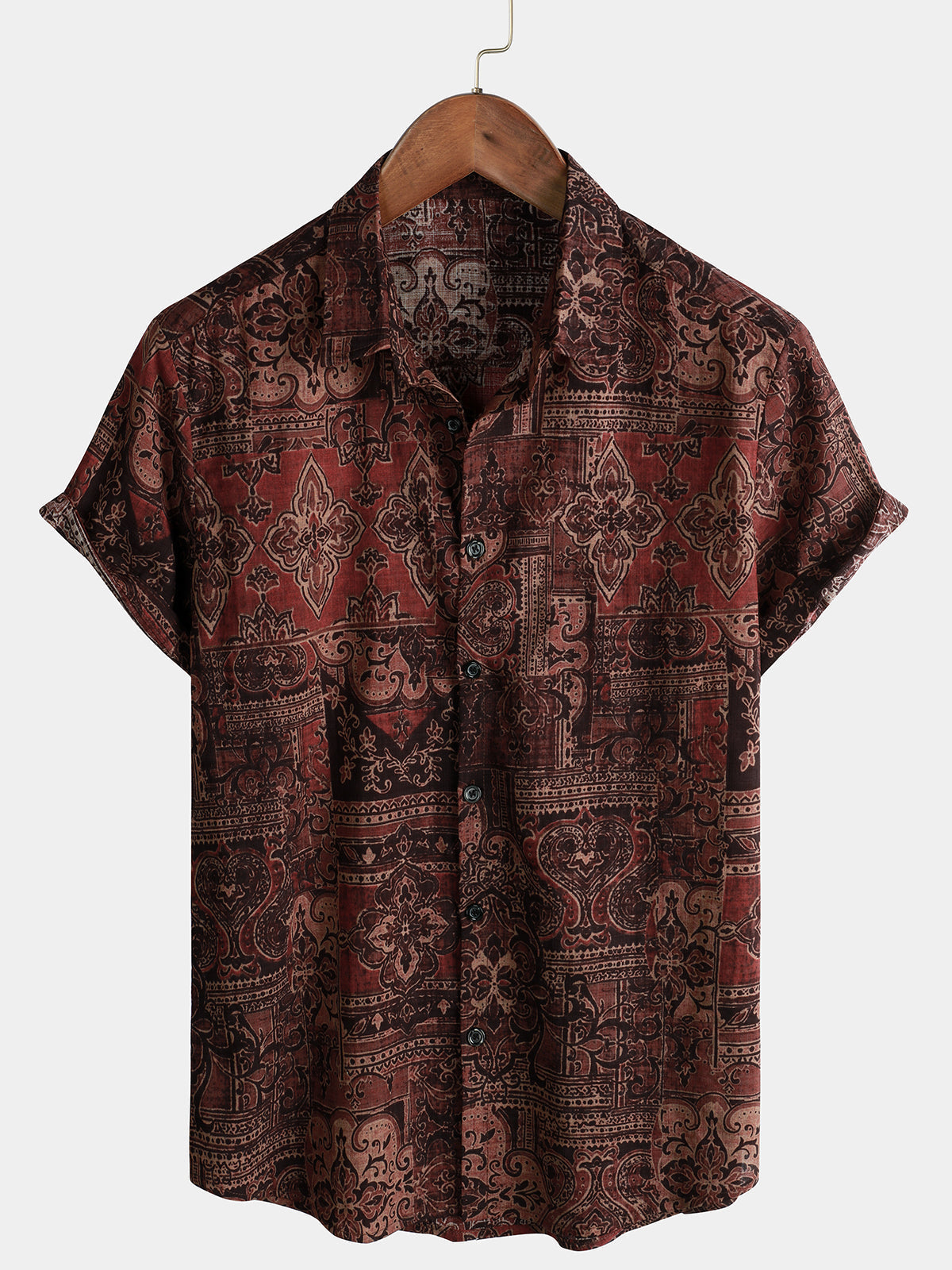 Heren Retro Zomer Paisley Overhemd