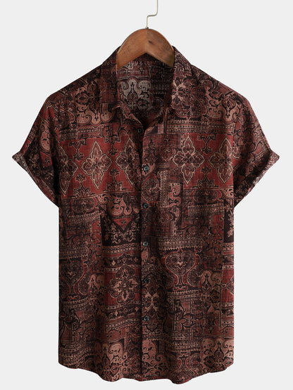 Heren Retro Zomer Paisley Overhemd