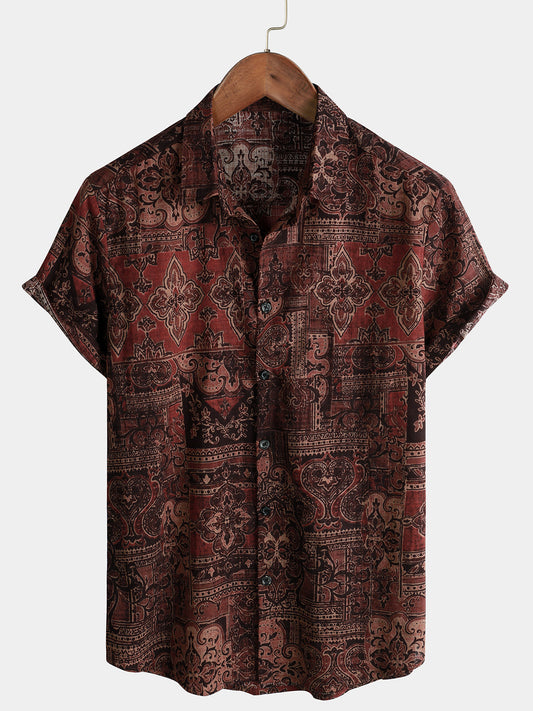 Heren Retro Zomer Paisley Overhemd