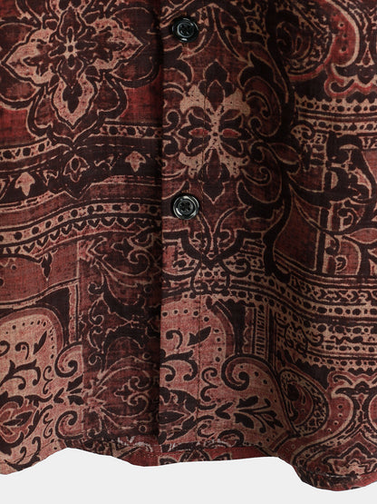 Heren Retro Zomer Paisley Overhemd