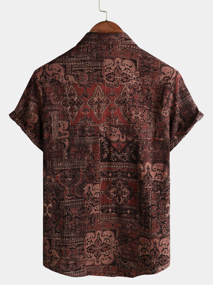 Heren Retro Zomer Paisley Overhemd