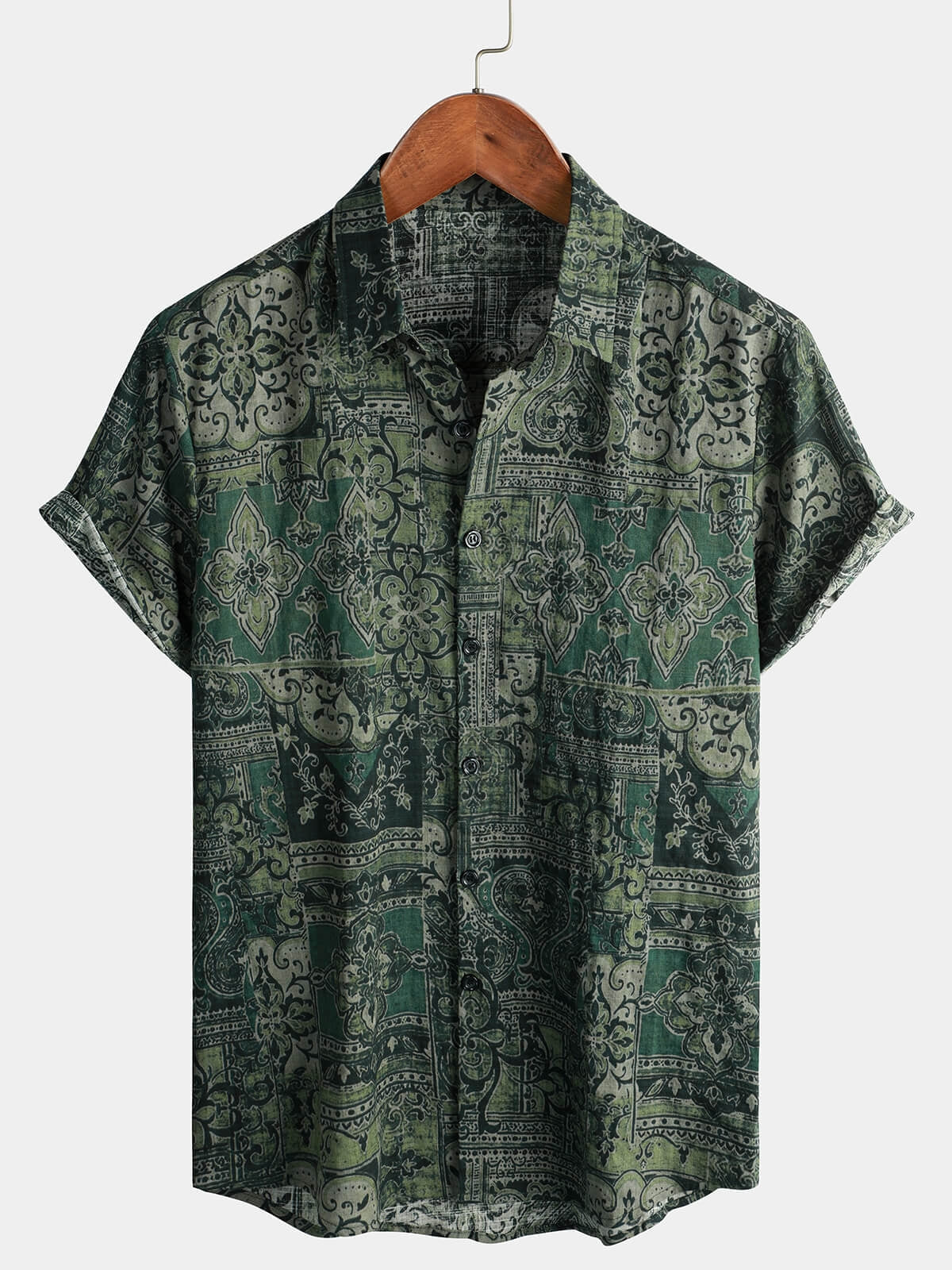 Heren Retro Zomer Paisley Overhemd