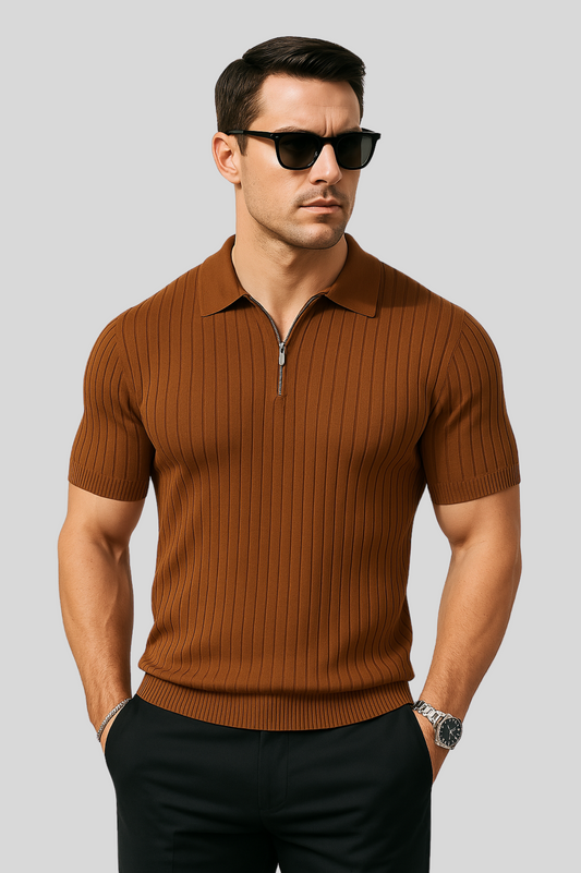 DE ZIP STRIPE POLO