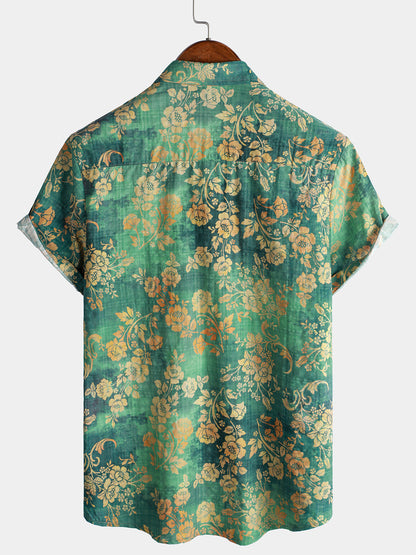 Groen Bloemen Overhemd